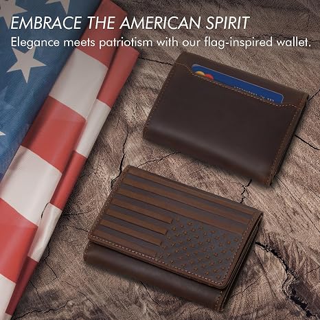 Boorakleather Trifold Leather Wallet for Men – RFID Blocking Wallet with 12 Card Slots, Dark Brown