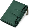 Boorakleather Women’s Small RFID Wallet – Vegan Leather Bifold Card Holder with Zipper Coin Pocket & ID Window