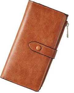Boorakleather Women’s Leather Wallet – RFID Blocking Large Capacity Credit Card Holder