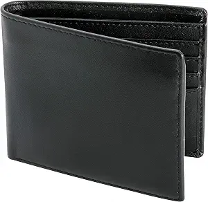 Boorakleather Top Grain Leather Wallet for Men – RFID Blocking Bifold Wallet with 2 ID Windows, 8 Card Slots, Dark Brown