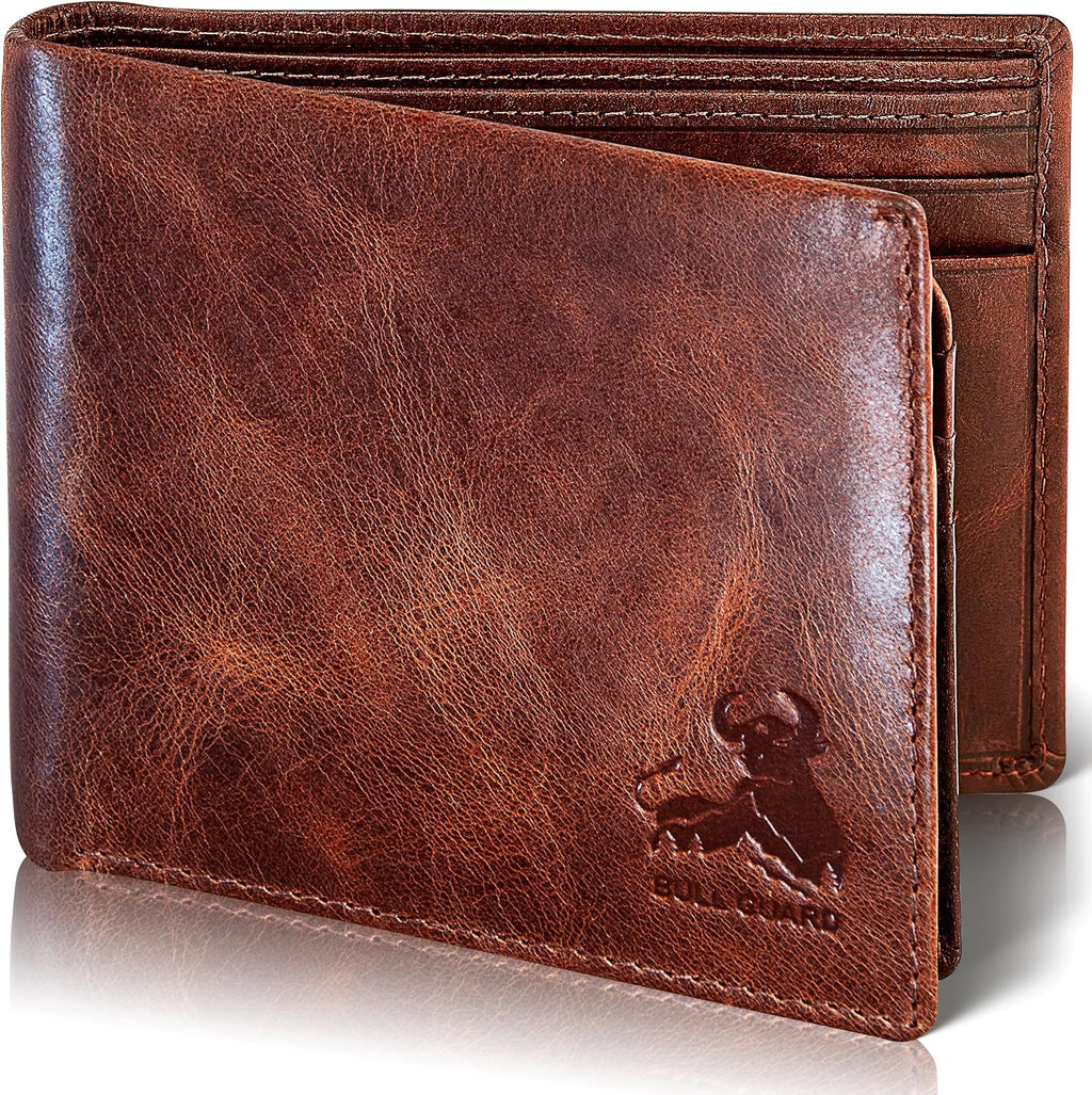 Boorakleather RFID Wallet for Men – Leather Bifold Wallet, Western Brown
